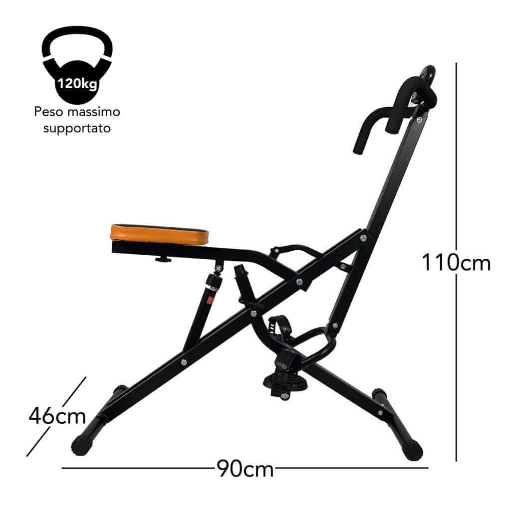 Panca Multifunzione Total Body Crunch con Display LCD, Allenamento Completo per Pettorali Glutei Addominali Gambe, Ripiegabile, Struttura in Acciaio, 120kg Capacità