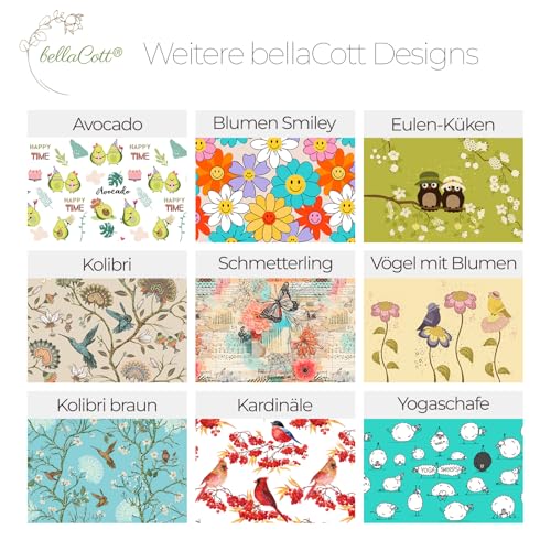 bellaCott® Wäscheklammerbeutel „Rosenreigen“ – Baumwolle, Karabiner & Zugkordel, groß für 200 Klammern, Ø18 x 21 cm, waschbar