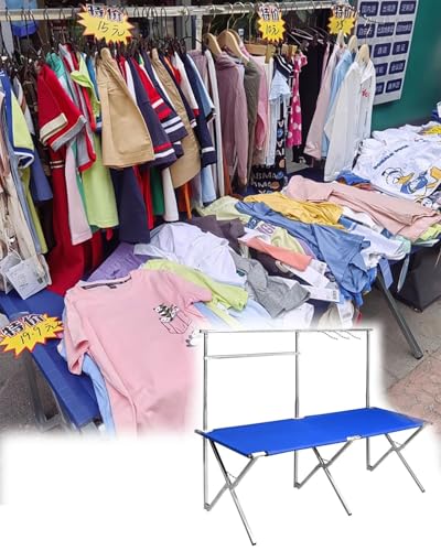 Puesto de Mercado Expositores de Suelo Portátiles para Puestos de Mercado, Ropa Plegable Carrito de Mercado para La Venta de Negocios, Altura Ajustable Puesto de Venta Ambulante(Width-200cm(78.7in))