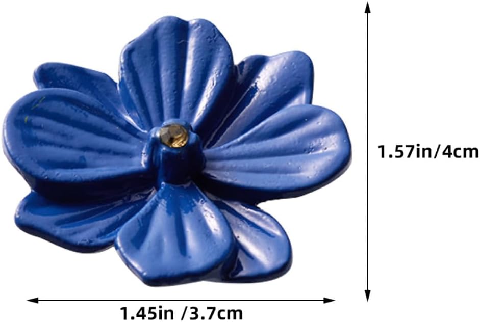 Amosfun 2pcs Zinc Alloy Flower-Shaped Cabinet Handles Small Decorative Drawer Knobs for Kitchen Cupboard Furniture Door Pulls in Blue and Green