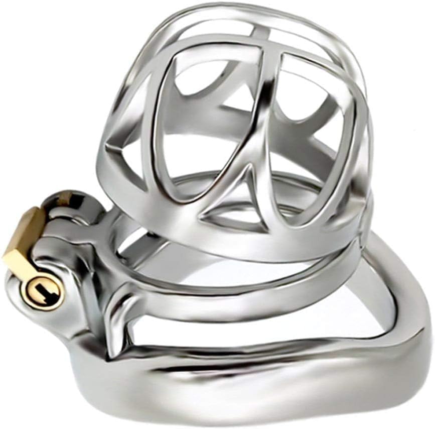 Chastity Device - Premium Steel Penis Cage with Lock, Short Design for Male Abstinence and Control(40mm Ring)