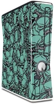 Scattered Skulls Seafoam Green Decal Style Skin for XBOX 360 Slim Vertical