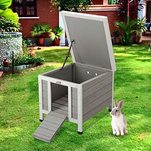 Co-Z RHC-5142-WH Outdoor Cat House Weatherproof Rabbit Hutch Hideout Indoor Bunny Cage thumb #1