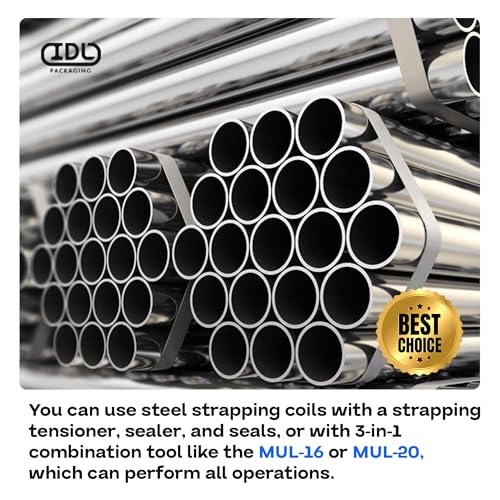 idl packaging 1234 x 02034 x 30039 steel strapping coil 1100 lbs break strength in self-dispensed ardboard box - portable strong banding with superior cut-resistance - heavy pallet strapping