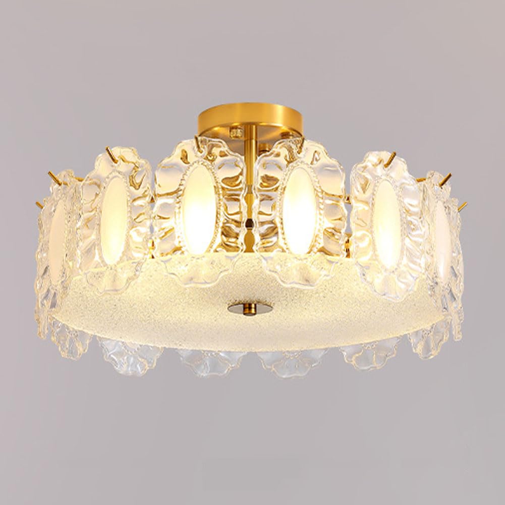 KXEcoLife E27 French crystal glass ceiling lamp, modern chandelier for princess room, living room bedroom study combination lamps and lanterns,C,40CM