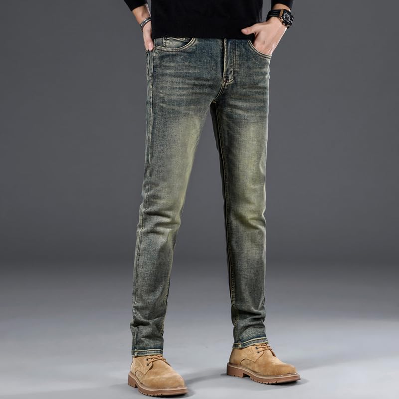 Men's Autumn and Winter Retro Straight-Leg Casual Jeans2