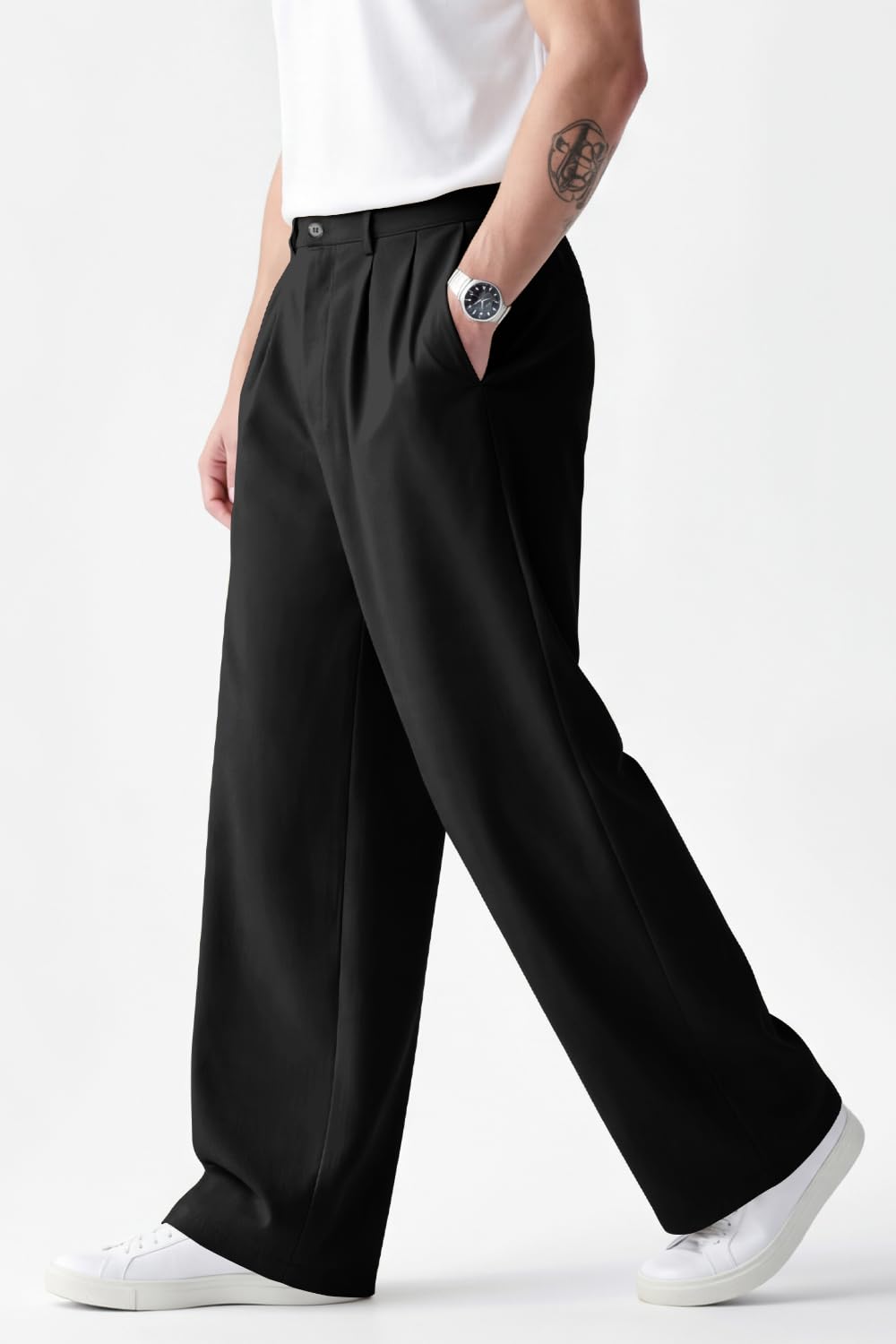 Heyfanee Pantalones Chinos Hombre Anchos Vestir Casual Pantalones para Hombres Cintura Elastica