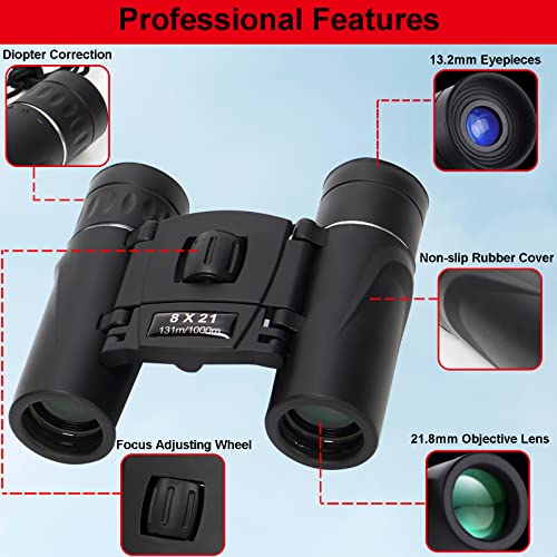 FLYAMAPIRIT Mini Telescope Foldable 8 x 21 HD Binoculars with Smartphone Adapter - Image 2