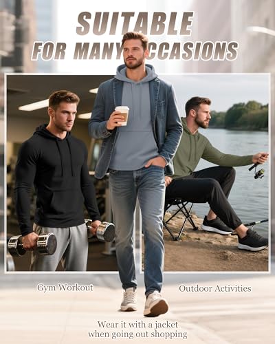 3 Pack Men's Big and Tall Hoodies Long Sleeve Lightweight Pullover with Pocket Casual Gym Workout Active Sweatshirts4