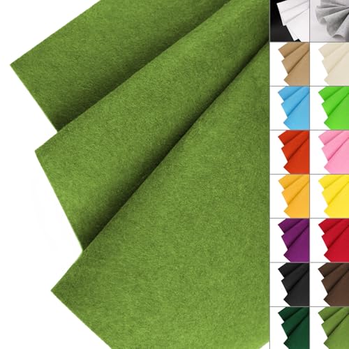 Image of IONTACH 36 inch X 36 inch Stiff Felt Fabric 1.2mm Thick (Moss Green) | Felt Sheet for Craft, Sewing, Patchwork, Liner Decorations, School Projects, Home Decor