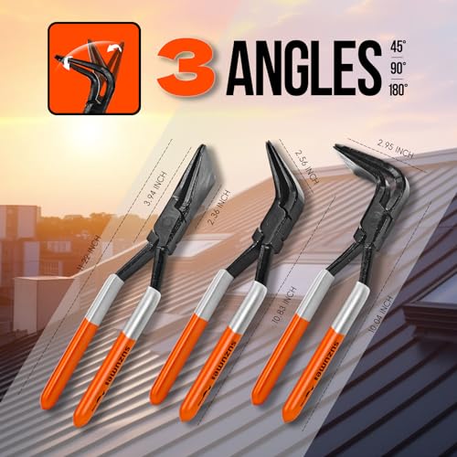 Image of SUZUME 3 Pack Hand Seamers Sheet Metal Tools, Metal Bender Hand Tool, Sheet Metal Bender - 𝗦𝘁𝗿𝗮𝗶𝗴𝗵𝘁, 𝟰𝟱𝗮𝗻𝗱 𝟵𝟬 with a Tool Box, for Roofing, HVAC, Drawer