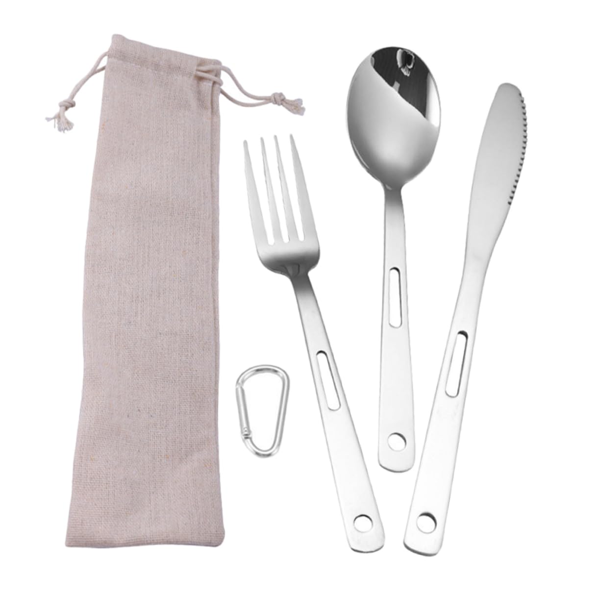 Gatuida Posate Da Campeggio in Acciaio Inox Cucchiaio Coltello Forchetta Stoviglie Portatili Per Picnic All Aperto Resistente e Riutilizzabile Leggero e Facile Da Trasportare