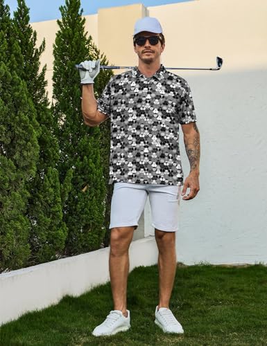 Image of Men's Funny Golf Shirts Hawaiian Polo Shirts 80S Flashes Polo Shirts Funny Hawaiian Beach Summer Golf Polo Shirts