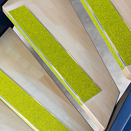 AnTina TAPES® Treppen-Kanten-Profil 'Thin Line' 100 mm, Kanten-Schutz-Profil mit Antirutsch-Beschichtung R13 für Treppen & Stufen (10x80cm, gelb/schwarz)
