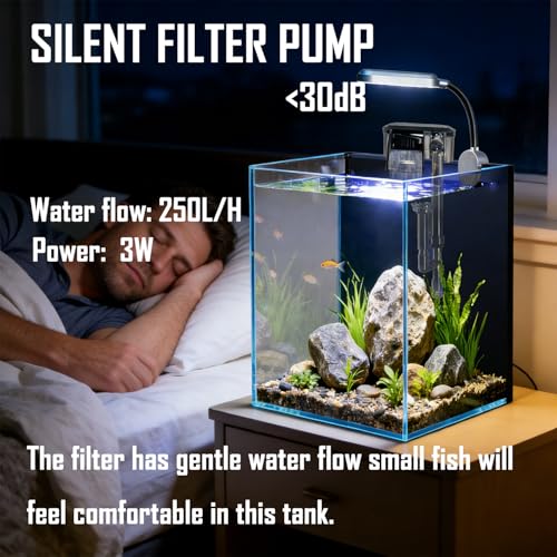 Image of 1.5 Gallon Fish Tank Starter Kits, Nano Glass Aquarium with Filter, Led Light for Aquascape DIY Small Betta Fish Tank