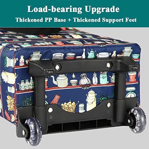 Einkaufswagen mit Rollen, Einkaufstasche Trolley Klappbar Teleskopisch Trolley-Taschen Wärmedämmung Kälteschutz… – Bild 6