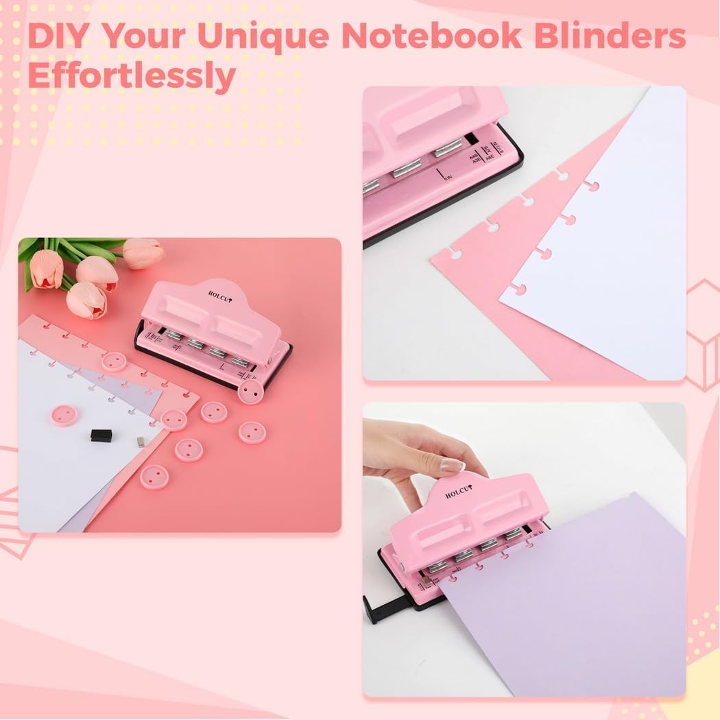 Mushroom Hole Puncher, Blinder Hole Puncher for Disc Binding Planners Notebooks with 8 Ring Discs, Adjustable Loose-Leaf Blinder