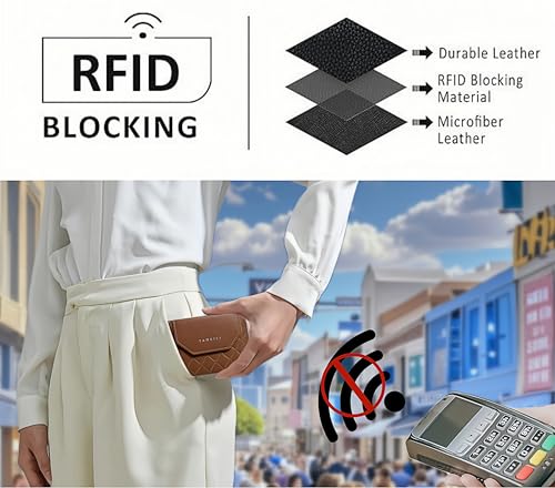 Women's Wallets - Women's Card Holder Zipper Coin Wallet, Short Lingerie Design Tri-Fold Wallet (Brown)4