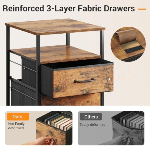 Image of DEVAISE 2 Drawer Mobile File Cabinet, Fabric Vertical Filing Cabinet