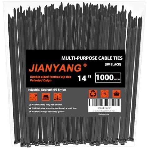 14 Inch Zip Ties Double Sided Toothed (Bulk 1000 Pack),100 LBS Tensile Strength Heavy Duty Cable Wire Ties With Self-Locking Adjustable More Durable Nylon Tie Wraps for Indoor Outdoor Cover