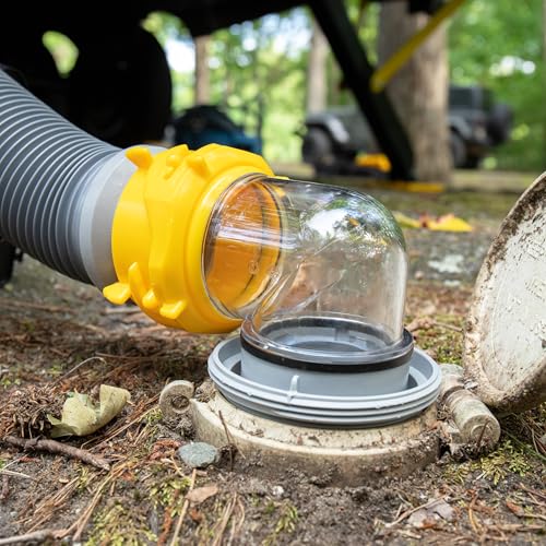 Camco Deluxe Sewer Hose Kit with Swivel Fittings, Clear Elbow Fitting, Hoses, Storage Caps, and Bonus Clear Extender, 20 Feet (39658)