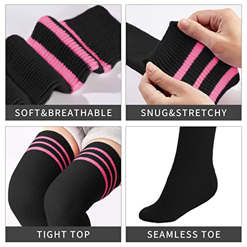 Image of Abodhu Womens Thigh High Socks, Over Knee Socks for Women, Striped Knit Long Tall Stockings, Cosplay Casual Socks