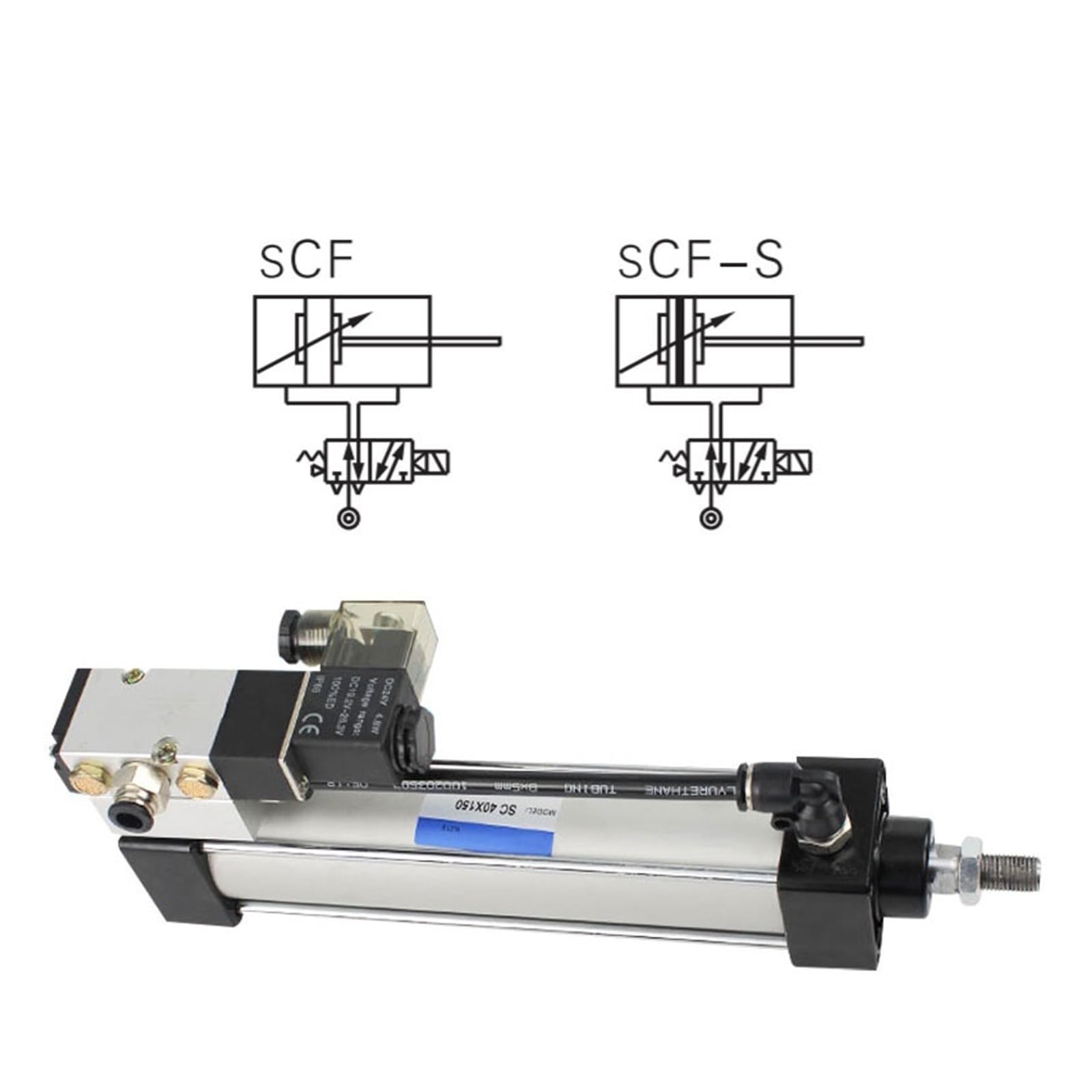 Magnetventil Standard Pneumatisch SC Eingebauter Zylinder Bohrung 50 mm Hub 25-1000 mm Zylinder Set ohne Magnet (SCF50x200, AC220V)