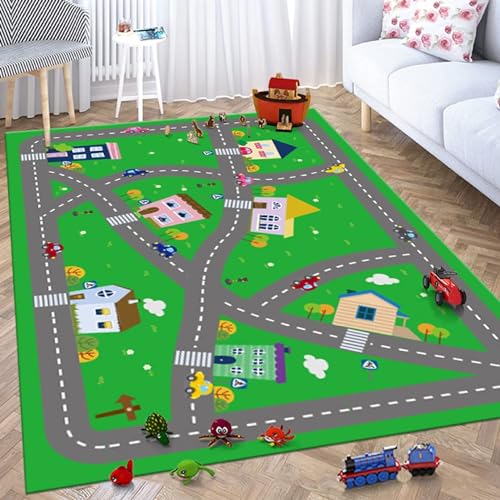 カーペット ラグ 道路 キッズ 80*120cm プレイマット ロードマップ 防音マット 子供部屋 遊べる ラグマット 子供部屋マット 地図マップ 幼児 道路柄 知育玩具 キッズ 赤ちゃん 教育用 防音 室内 保温 掃除簡単 洗える 女の子 男の子 子供用