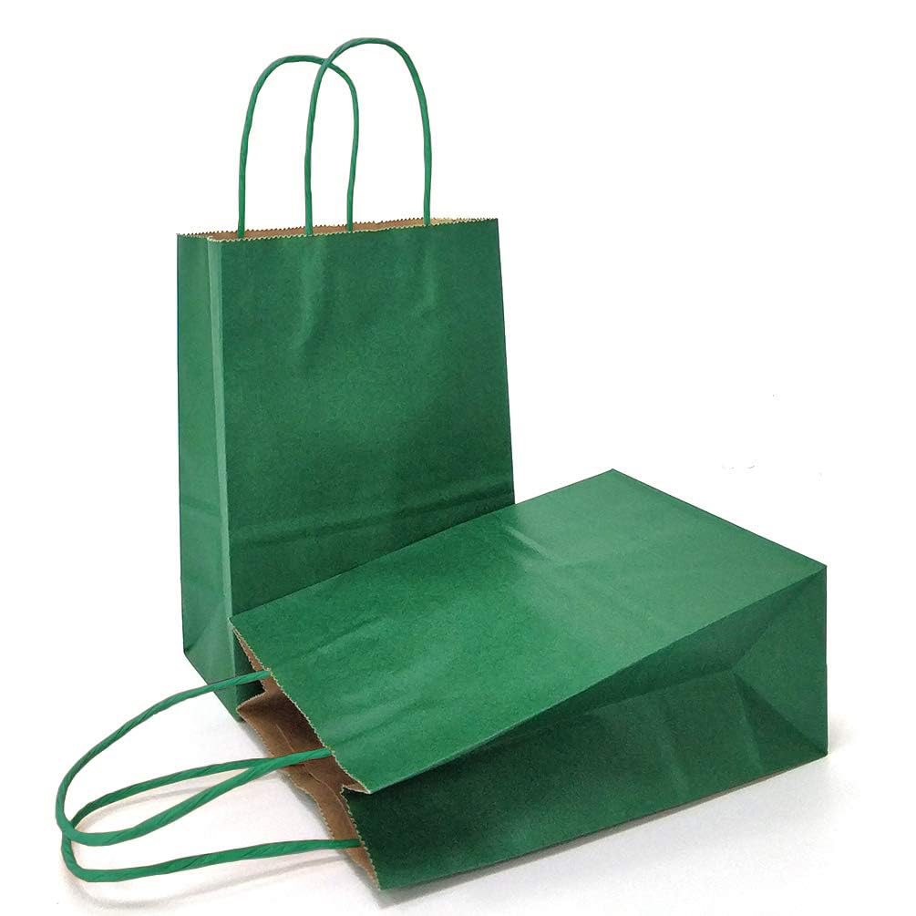 AZOWA 12 mini torebek na prezenty z papieru typu kraft z uchwytami (11 x 15 x 5,8 cm, zielone)