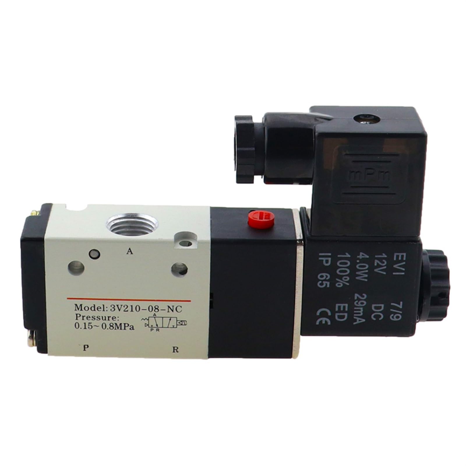 3V210-08 2 pozycje 3 porty 1/4" pneumatyczne zawory sterujące elektromagnetycznym DC 12V 24V AC 110V 220V (DC12V)