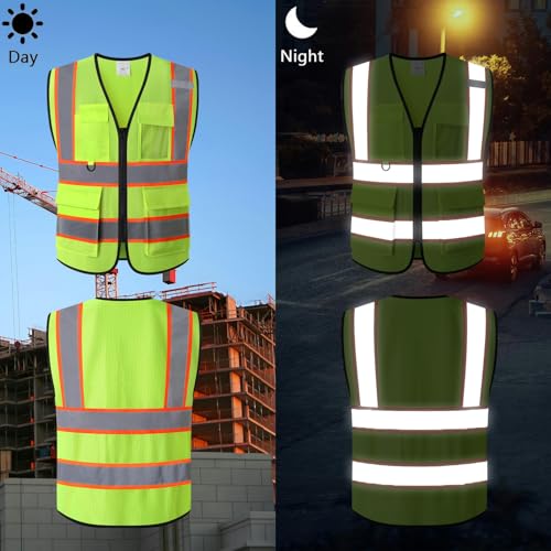 Image of Safety Vest for Men Women Hi Vis Vest with Pockets Mesh High Visibility Vests Meets ANSI /ISEA Standards