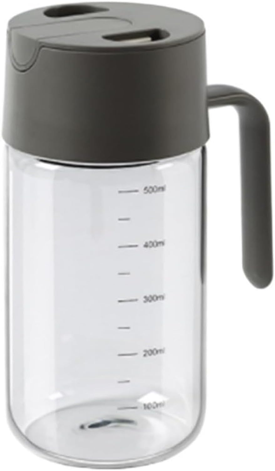 WOMGKDA Reusable Glass Oil Bottle Dispenser for Frying, Grilling, Air Fryer, Salad - Automatic Open and Close Cruet for Kitchen Cooking, Grey, 500ML