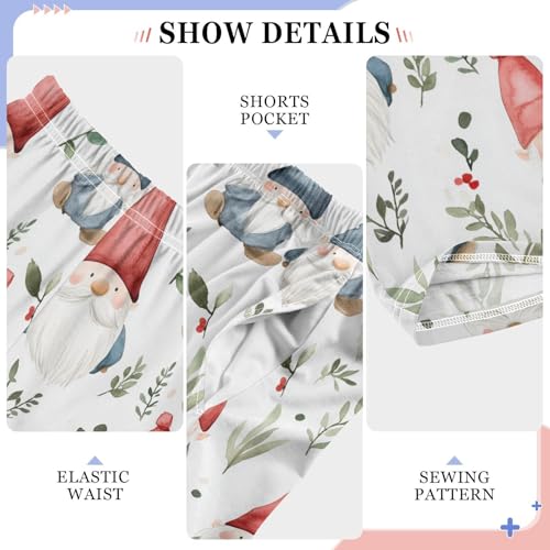 Boys' Pants Watercolor Christmas Gnome Leaves Long Bottoms Jogger Pants Elastic Waist Trousers with Pockets S-XL4