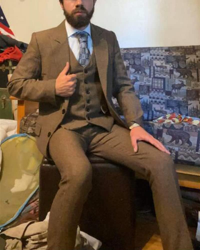 Abito vintage da uomo, 3 pezzi, in tweed a forma di pesce, ballo, smokings, blazer in pizzo