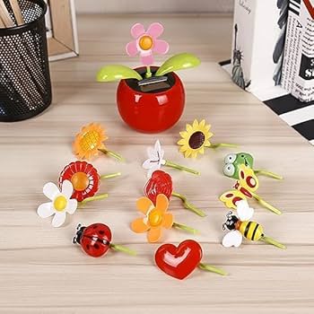 5eL “Electric Dancing Flower” - Red Rose Red Solar Dancing Flower Car Dashboard Decorations