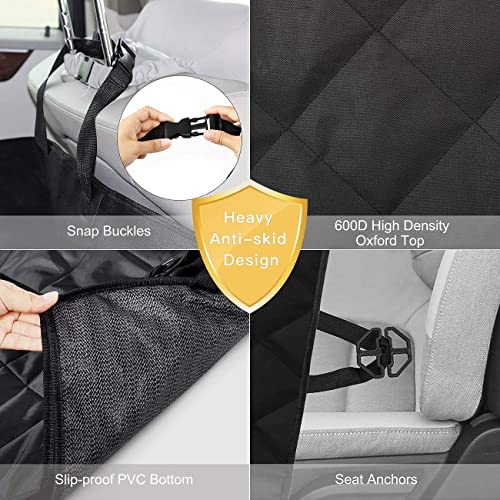 Dog Car Seat Cover, SHINE HAI Waterproof & Scratch Proof & Nonslip Back Seat Cover, Dog Travel Hammock with Seat Anchors, Machine Washable, Durable, Universal fits All Cars, Pet Cover(Black) - Image 5