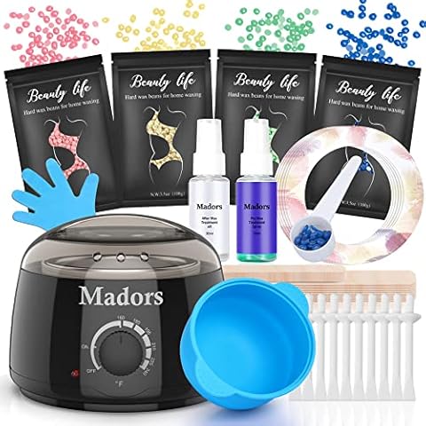 Madors Wachswärmer Wachs Haarentfernung Waxing Set mit 400g Wachsbohnen- Warm Wax Set wachsmaschine enthaarung set - Waxing Maschine für Wachs Haarentfernung Perlen für Ganzkörper Waxing zu Hause Cover
