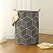 Wäschekorb Spielzeugkorb faltbar und Wasserabweisend aus Stoff Wäschesack Aufbewahrung-Korb für Kleider Spielzeug oder Dekoration Geometrisch 50cm x 40cm (Schwarz)