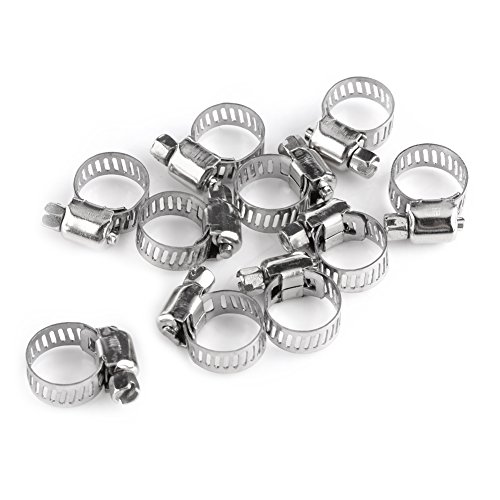 Pipe Clip Tube, 10pcs Stainless Steel Screw Band Hose Clamps, Clamp worms Gear ClampDurable, adjust, and reliables for Various Applications(16 25)