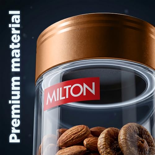 Image of MILTON Stack IT 500 Airtight Kitchen Jars Set of 2 I Food Grade Plastic Kitchen Storage and Containers I Transparent, Stackable & Unbreakable I 360 ml each I Brown