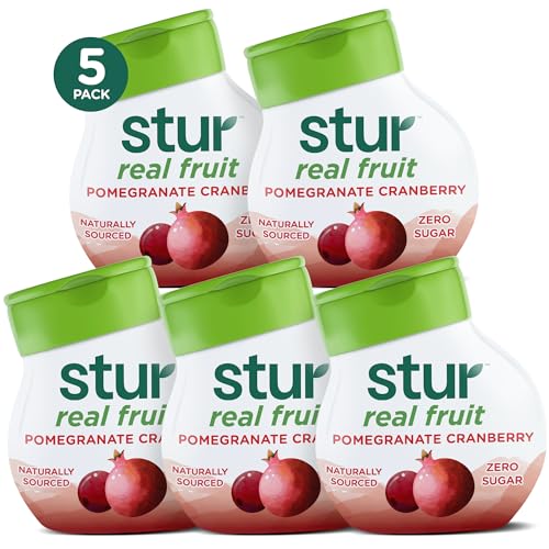 Image of Stur Liquid Water Enhancer | Pomegranate Cranberry | Naturally Sweetened | High in Vitamin C & Antioxidants | Sugar Free | Zero Calories | Keto | Vegan | 5 Bottles, Makes 120 Drinks