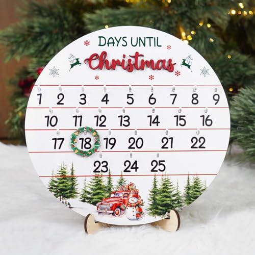 Calendario de Adviento Navideño de Madera, Cuenta Atrás de 25 Días de Navidad, Decoración Calendario Adviento Navidad, Calendario de Navidad Regresiva para Decoración Puertas, Paredes, Mesas
