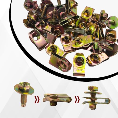 Image of 20PCS Engine Under Cover Splash Shield Guard Body Bolts, Fender Clips Automotive, Bumper Clips Extruded U-Nuts Kit, Car Accessories Bumper Fenders Liner Push Retainer Fastener Kit for Vehicles