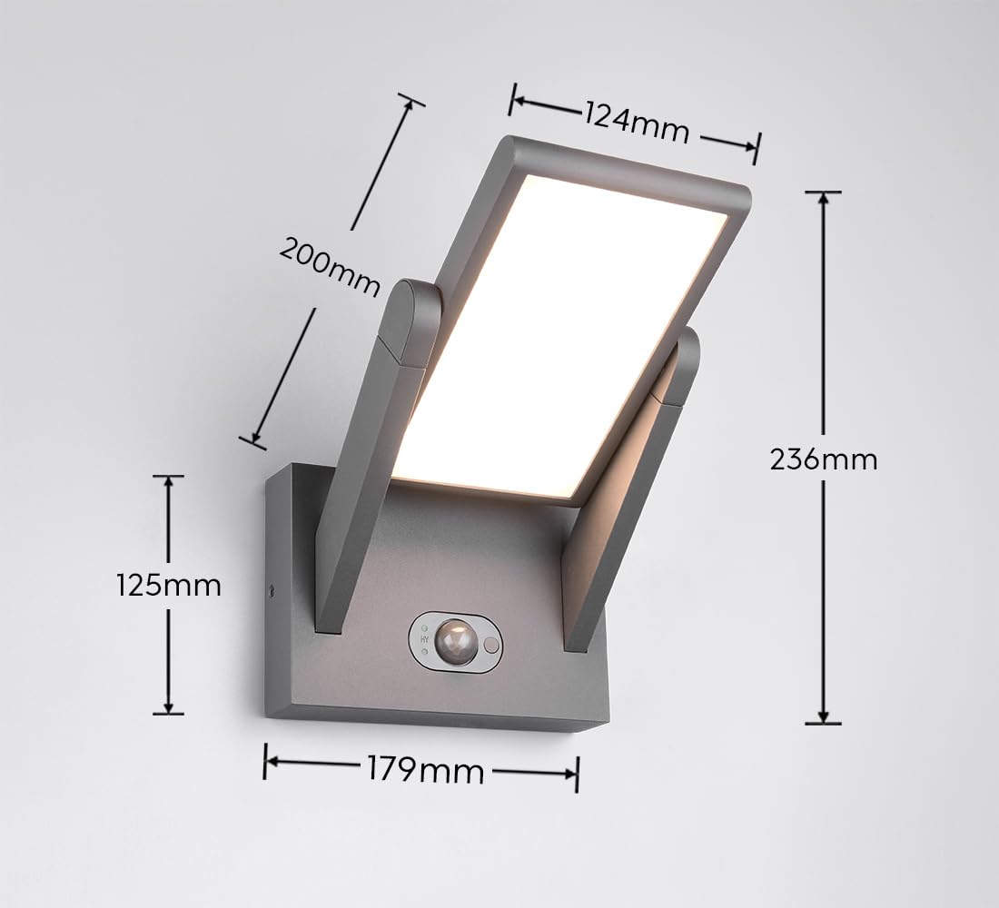 Trio Leuchten LED Außen Wandleuchte Malawi 253769142, Aluminium Druckguss Anthrazit, 5 Watt LED, Hybrid Solar/Netzbetrieb, Dämmerungssensor, Bewegungssensor