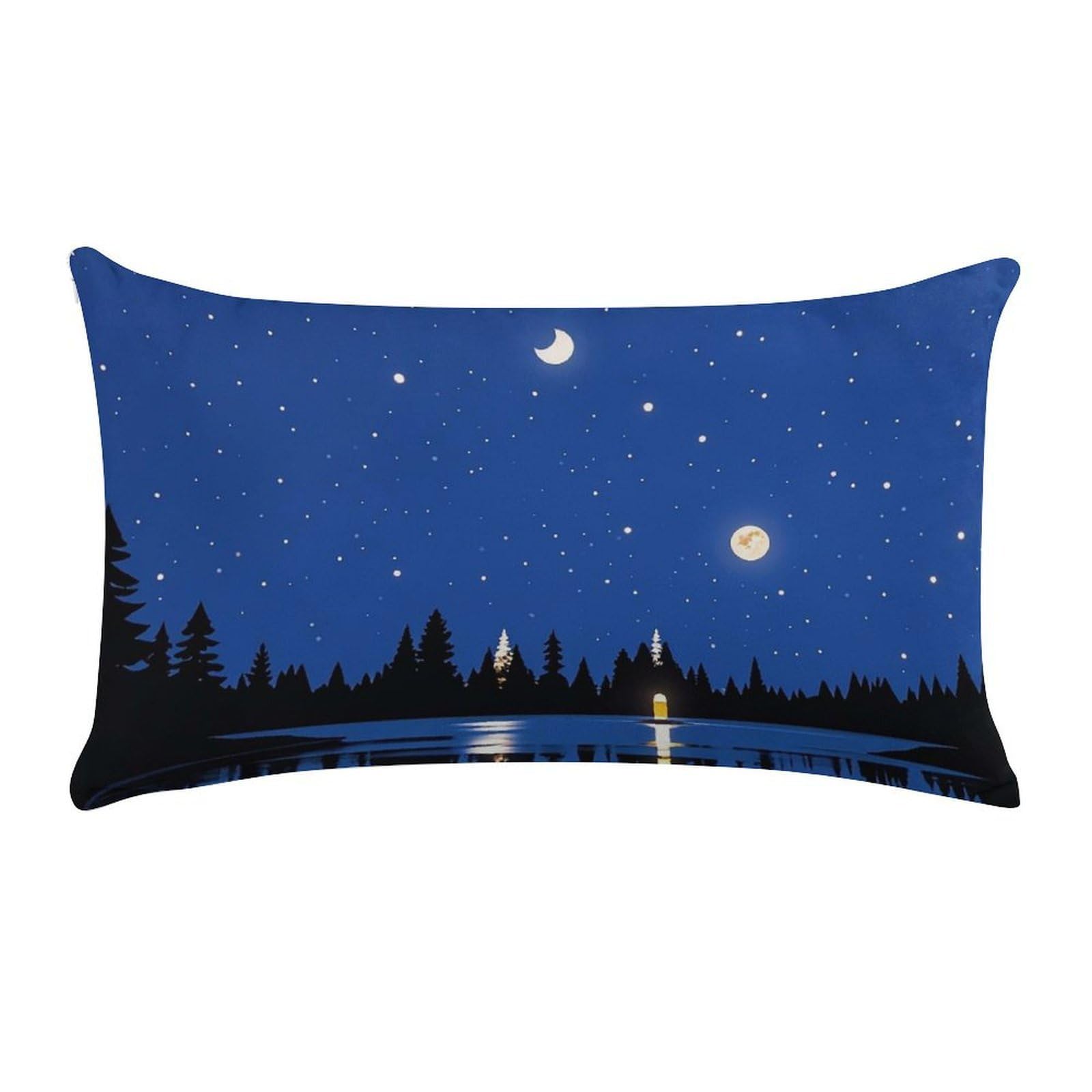 The Lake in The Night Sky Pillow Cases for Sofa, Super Soft Plush Pillow Cover with Zipper, Luxury Cozy Pillow Shams for All Seasons, Lightweight Pillowcases for Bedroom, 12" X 20"