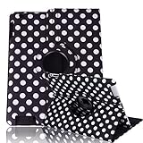 HDE Rotating iPad Case Magnetic Folding Leather Cover Folio Flip Stand for Apple iPad 2 iPad 3 iPad 4 (White & Black Polka Dot)