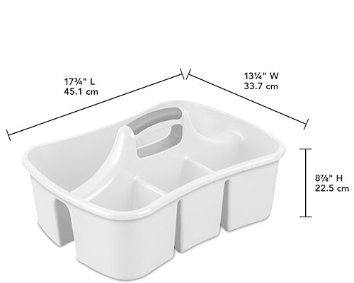 Miniatura 4 de Sterilite Divided Ultra Caddy, plástico, almacenamiento portátil para guardar el baño y suministros de limpieza, 5 compartimentos grandes y asa,