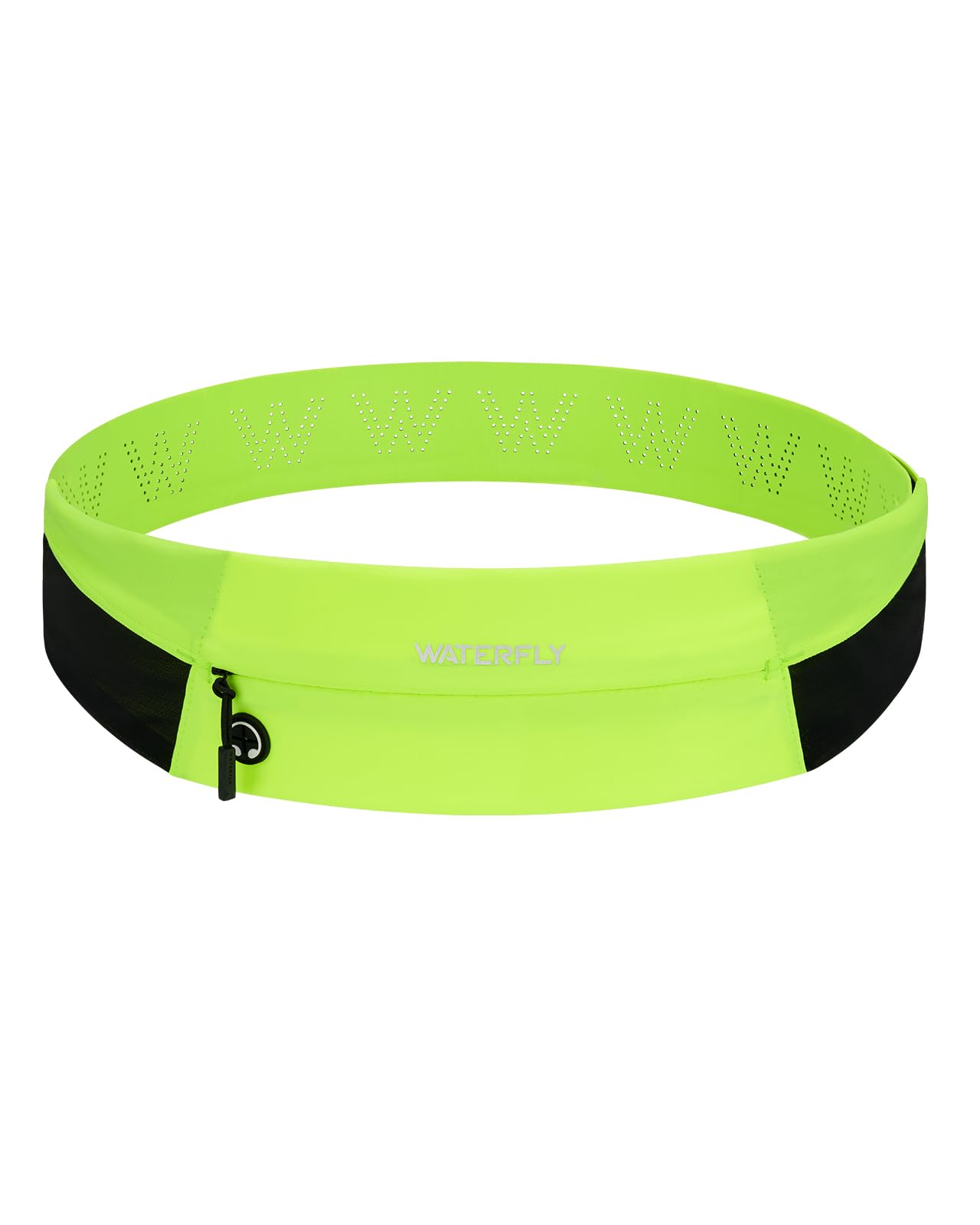 WATERFLY Ceinture de course : sac banane fin pour homme et femme, support de téléphone pour entraînement, marathon, jogging, vert fluo