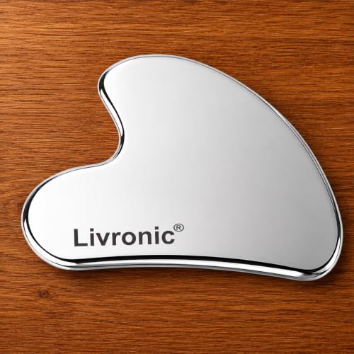 Image of Livronic Premium Stainless Steel Gua Sha Tool for Face & Body | Metal Facial Massage Tool for Lymphatic Drainage, Skin Tightening, Jawline Sculpting, Anti-Aging, Neck, Eyes & Full Body Muscle Massage