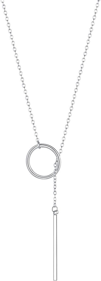 Long Necklaces for Women 14K Gold Plated Dainty Drop Bar Pendant Lariat Y-Shaped Necklace Earring Set 28inch/73cm